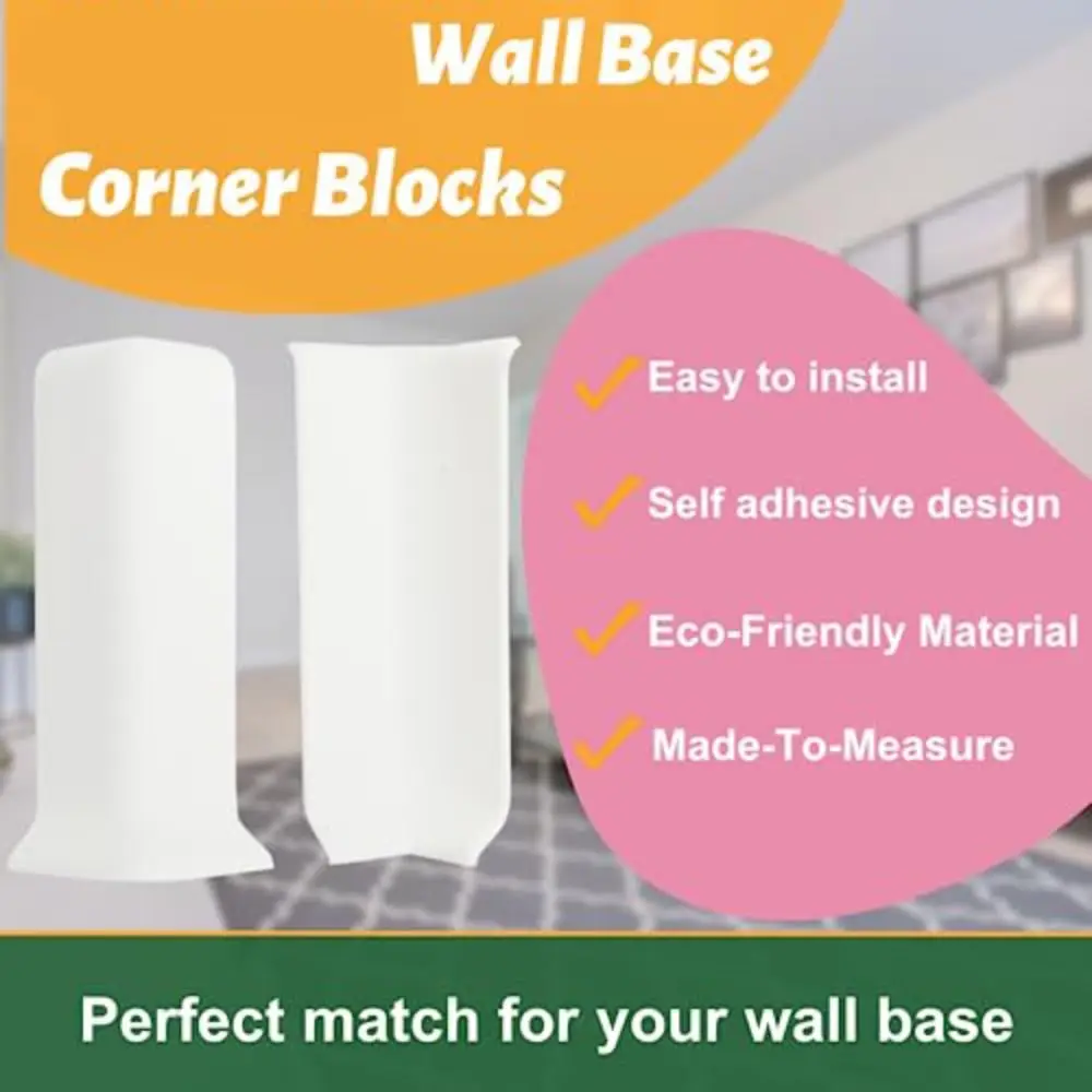 82MM Height Baseboard Corner Blocks Inside and Outside Corners Connector Wall Base Moulding Trim Self Adhesive Skirting Board