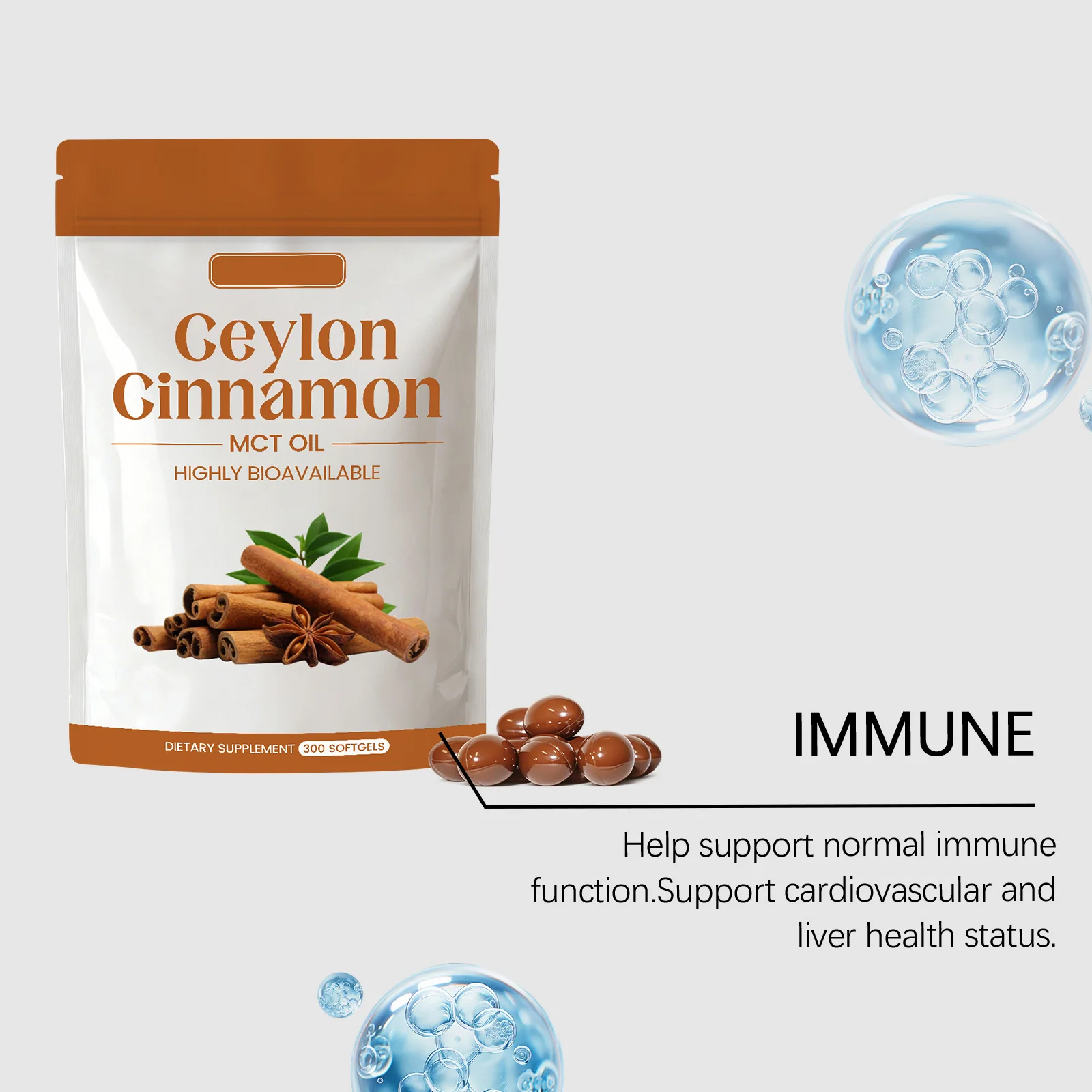 Ceylon Cinnamon Complex Capsules Dietary Supplement Antioxidant Support Healthy Blood Sugar Glucose Metabolism Immune Wellness