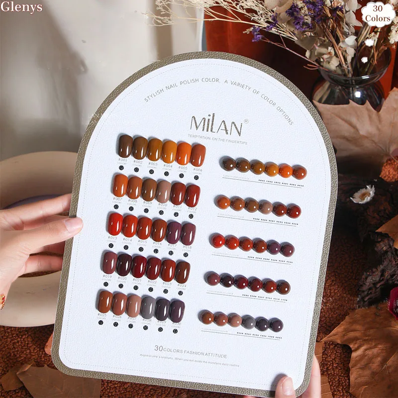 Glenys 30 cores esmalte cola para outono e inverno imersão gel cor correspondência cartão salão de beleza arte essencial verniz conjunto