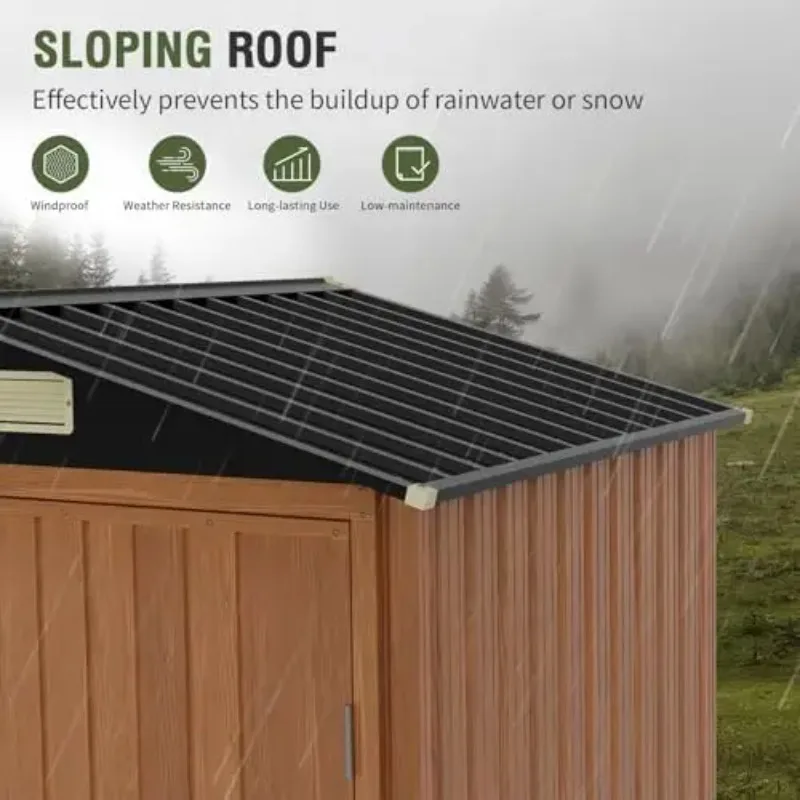 Outdoor Storage Shed 6x4 Ft, Lockable Metal Garden Shed with Window, Tool Shed Tiny House Vertical Outside Storage view 6