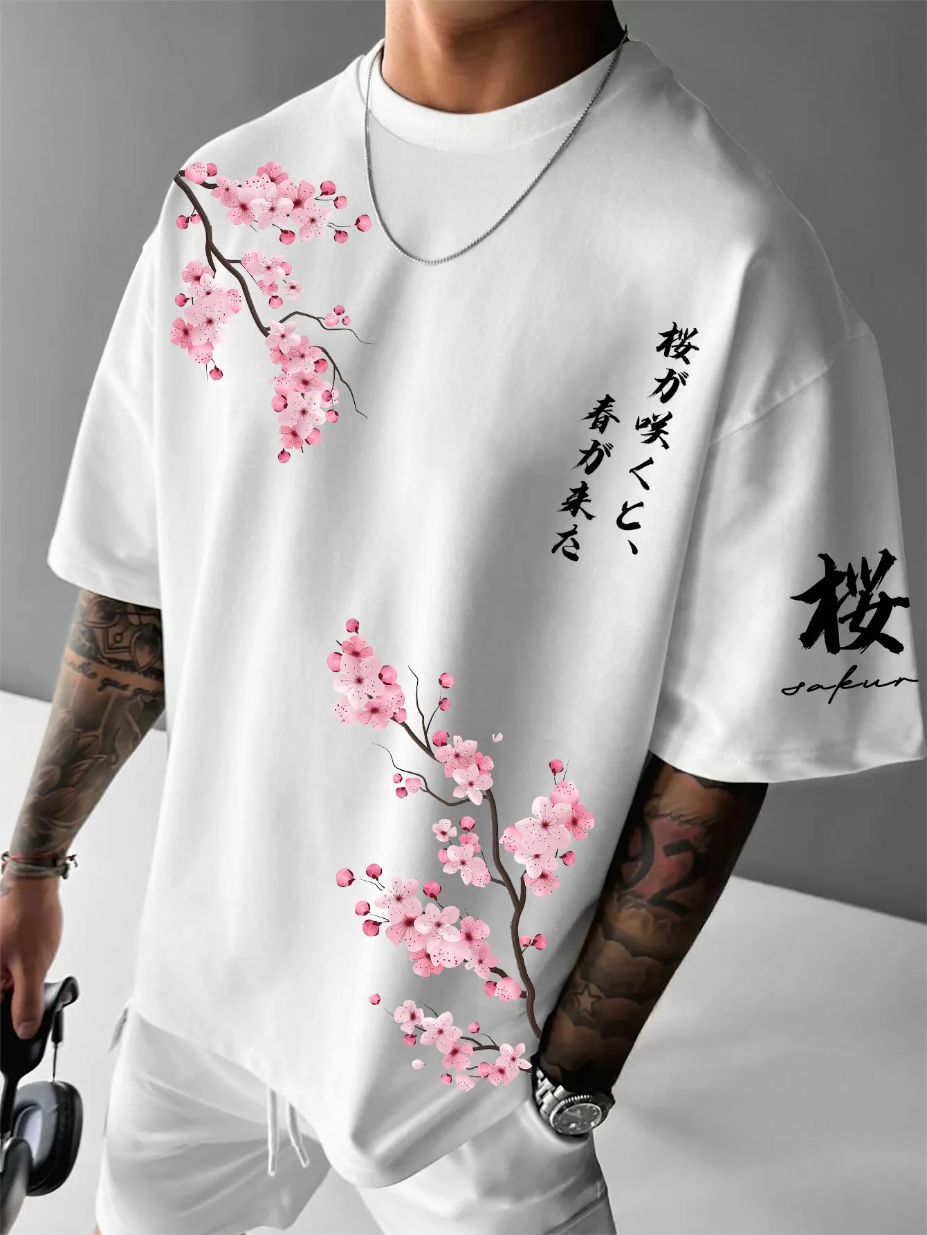 2026 Summer New Men's T-shirt with 3D Flower Pattern Print Street Casual Fashion Comfortable Soft Breathable