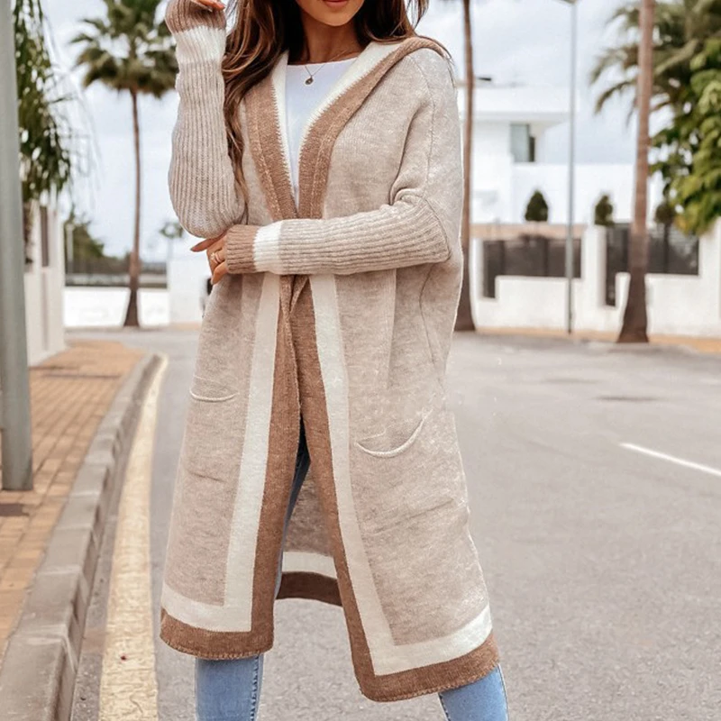 

Thick Hooded Cardigan Knit Sweater Women Spring Autumn Winter Sweater Knitted Maxi Soft Loose Coat Long Jacket Cardigan Jumpers