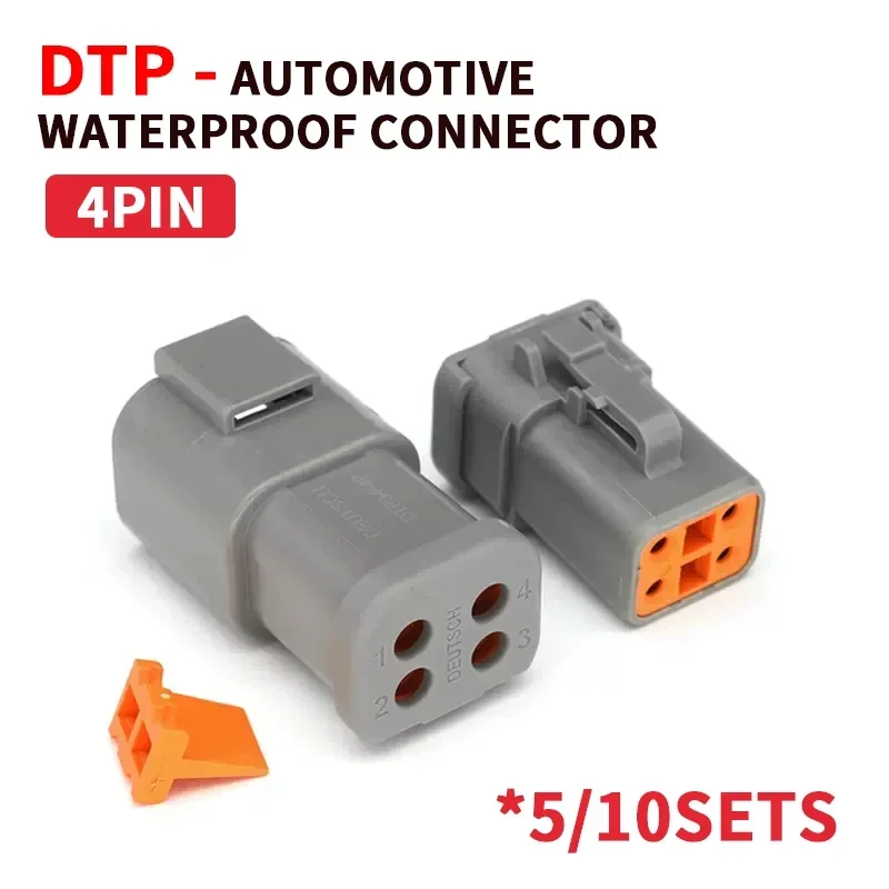 Deutsch DTP 4 Pin Gray Male Female Waterproof Electrical Auto Connectors Plug DTP06-4S DTP04-4P