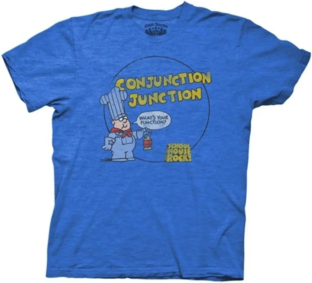 School House Rock Conjuction Junction Royal Blue Heather Adult T-Shirt Tee