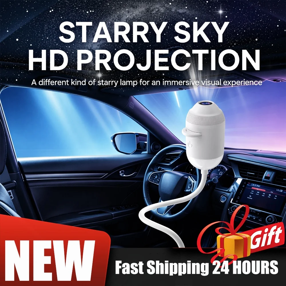 HD 2-in-1 Galaxy Star Projector 360 Rotating Space Projectors Night Light USB Powered Smart Night Light Projector Plug and Play