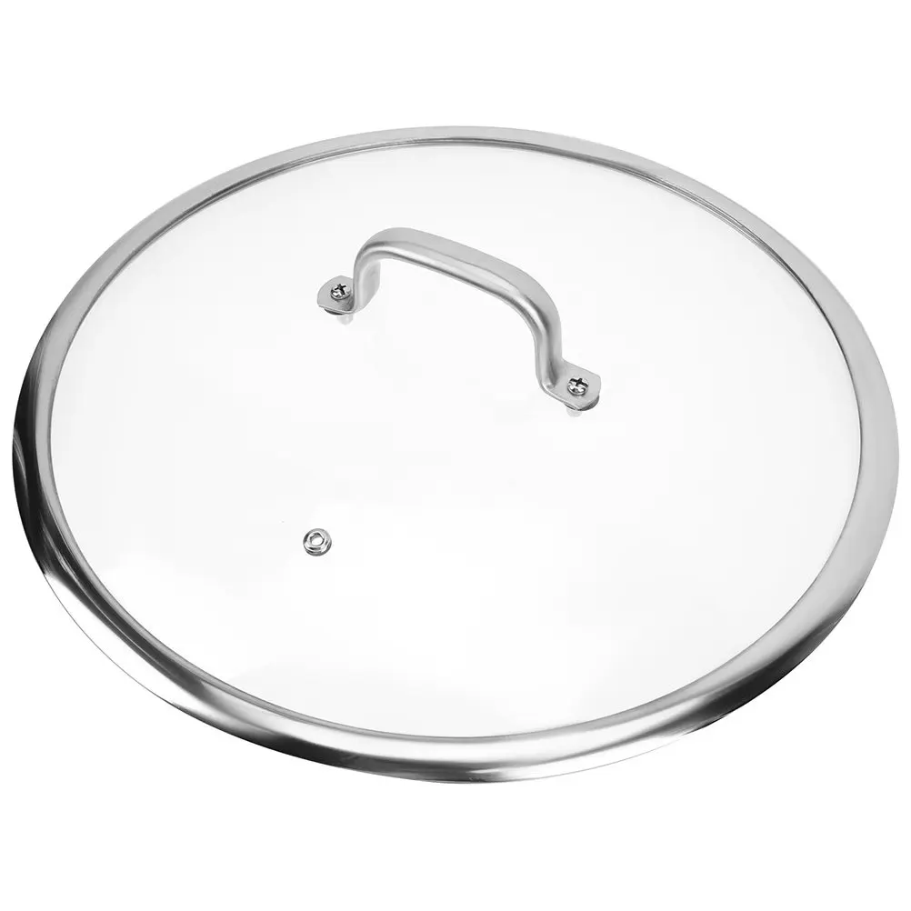 Tempered Glass Pot Cover with Stainless Steel Rim Universal Lid for Cookware Frying Pan Skillet Wok Heat Resistant Easy Grip