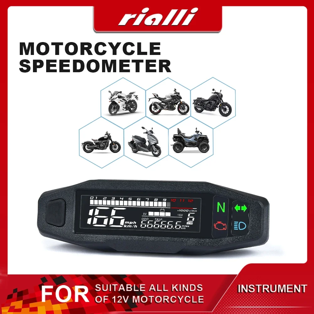 

Universal Motorcycle Speedometer Digital Speed Meter LED Tachometer Dashboard Instrument Panel Meter LCD Display Accessories