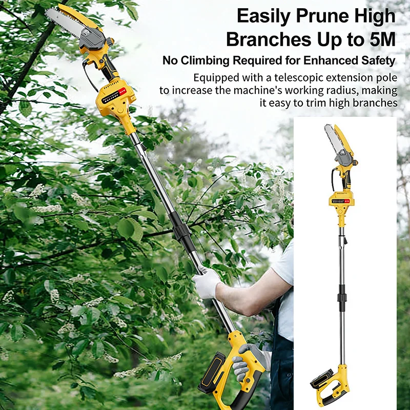 550W Electric Chainsaw With Extension Rod Electric Telescoping Pole Saw For Makita Batteries High-Branch Pruner Gardening Tools