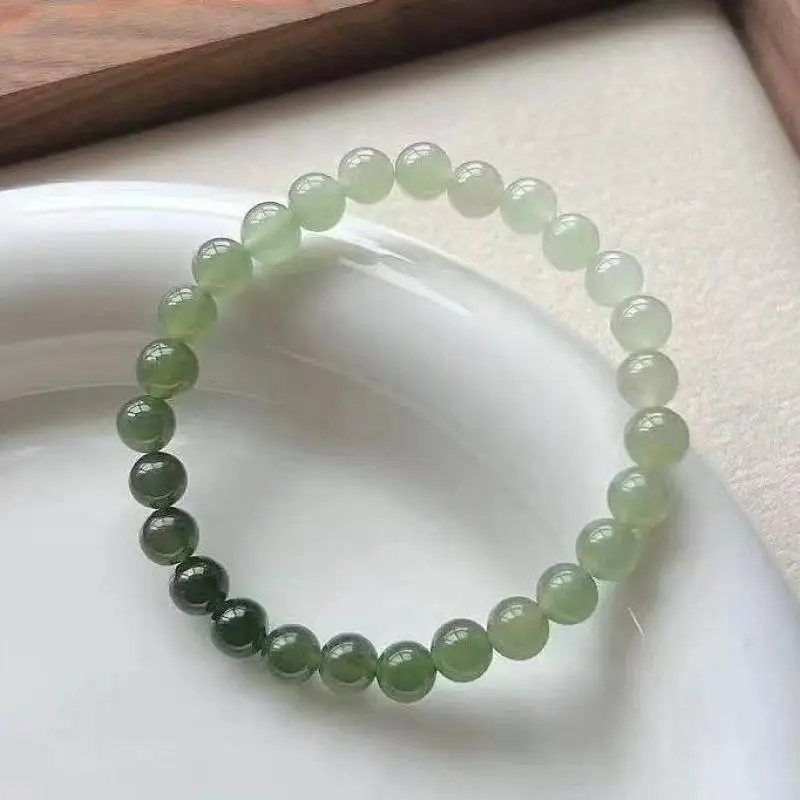 

Certified Chinese Jade Bracelets Women Healing Gemstone Fine Jewelry Genuine Hetian Jade Gradient Bead Bracelet Nephrite Bangles