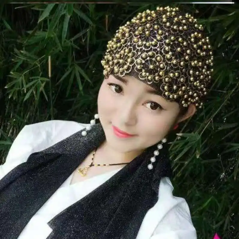 Luxury Beads Flower Turban Women Muslim Hijab Long Tail Headscarf Bonnet Beanies Islam Wedding Party Head Wrap Turbante Mujer