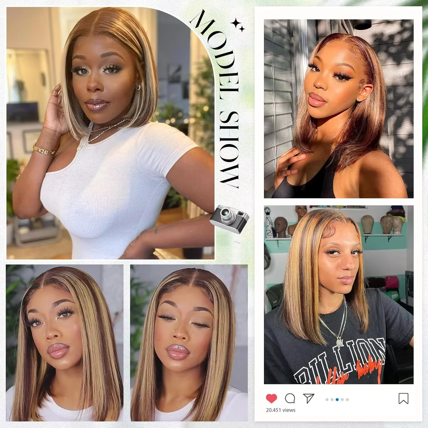 Highlight 4/27 Brown Blonde Color Straight 13x4 Lace Frontal Bob Wig Transparent Lace Human Hair Frontal Short Wig For Women