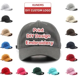 KUNEMS Custom Baseball Caps for Men and Women Design Vintage Style Big Head Baseball Cap Summer Sun Hat Unisex Wholesale