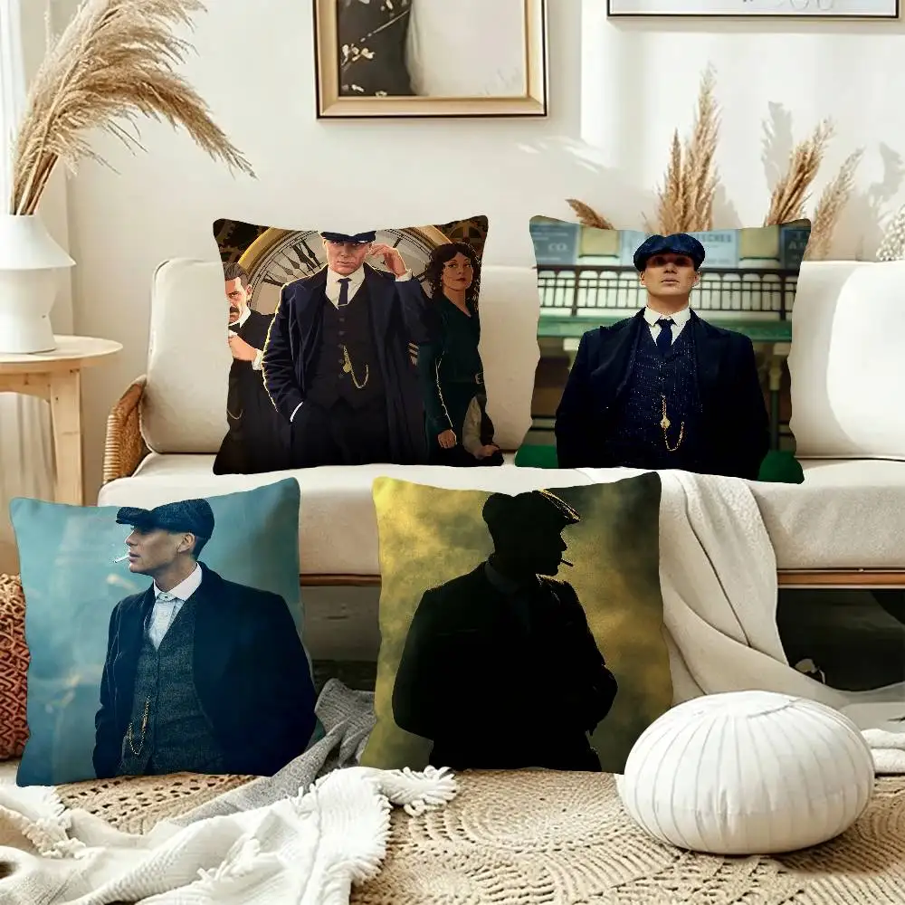 Movie P-Peaky B-Blinders Pillow Covers Cartoon Sofa Decorative Home Double-sided Printing Short Plush Cute Cushion Cover