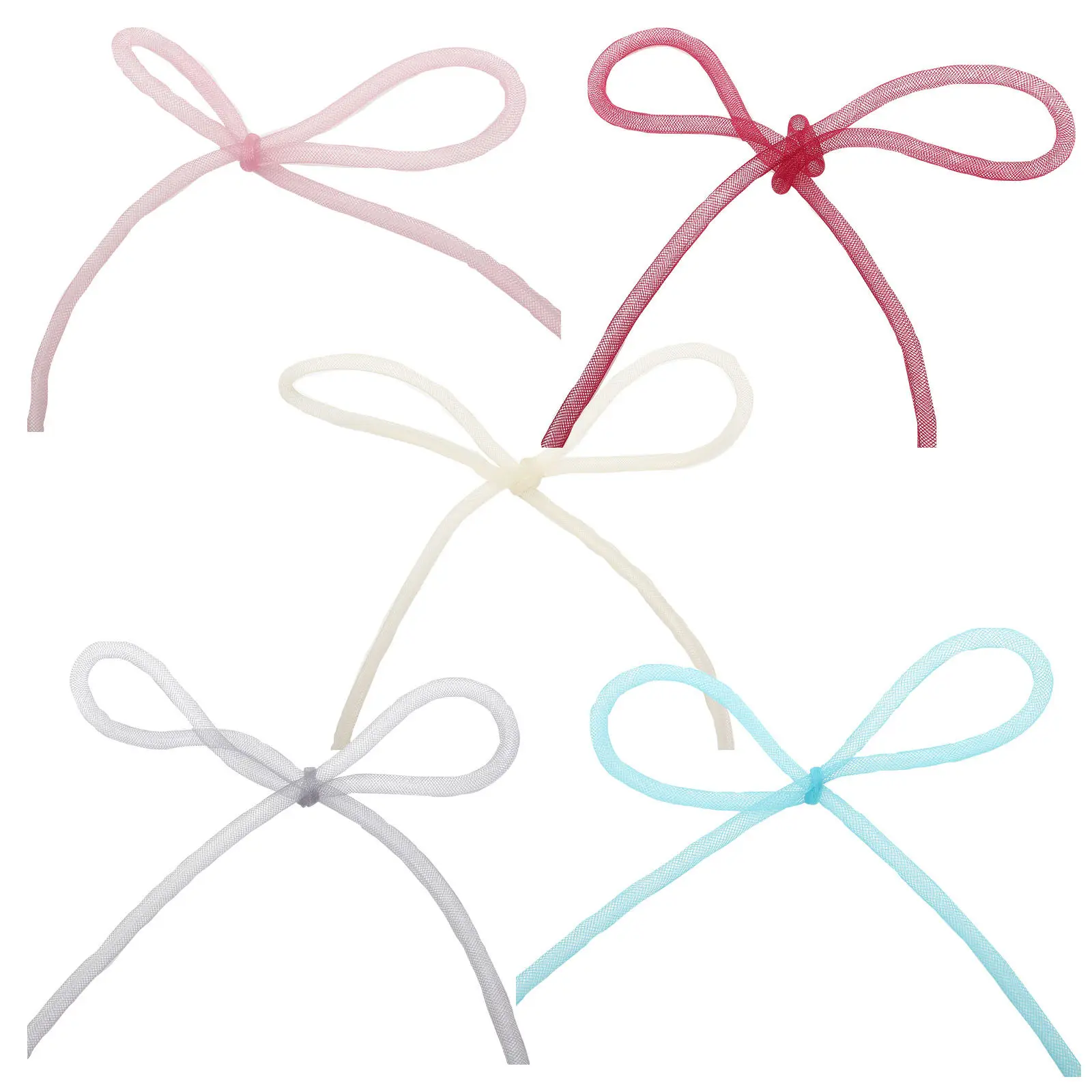 

5Pcs DIY Craft Mesh Tubing Hair Accessory Material Colorful Braid Cord for Jewelry Making Decorations Wedding Party Decor