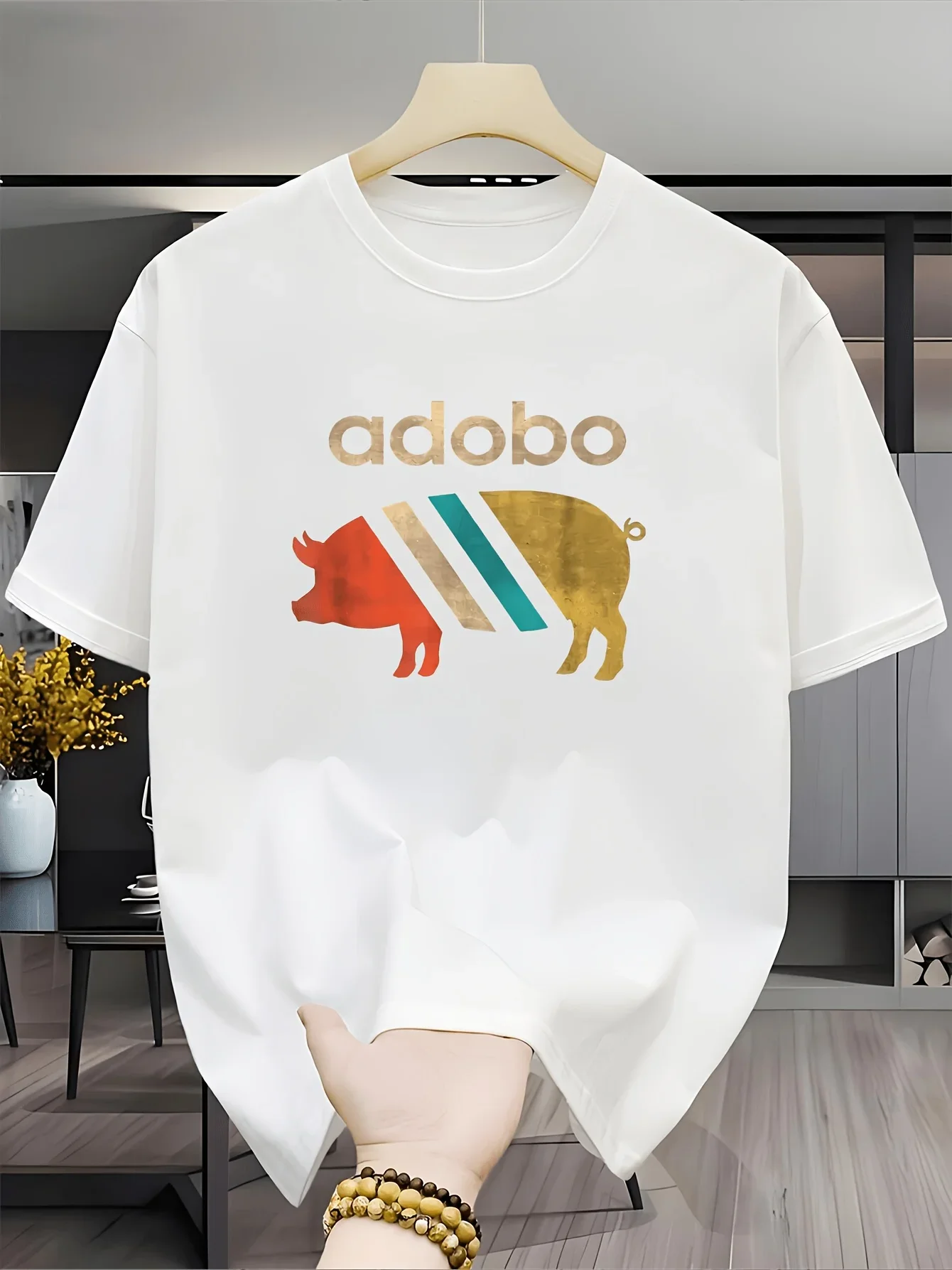 Adult Funny Adobo Pig T-Shirt Philippines Food Lover Graphic Tee Retro Pinoy Pride Summer Casual Fashion Top for Men And Women