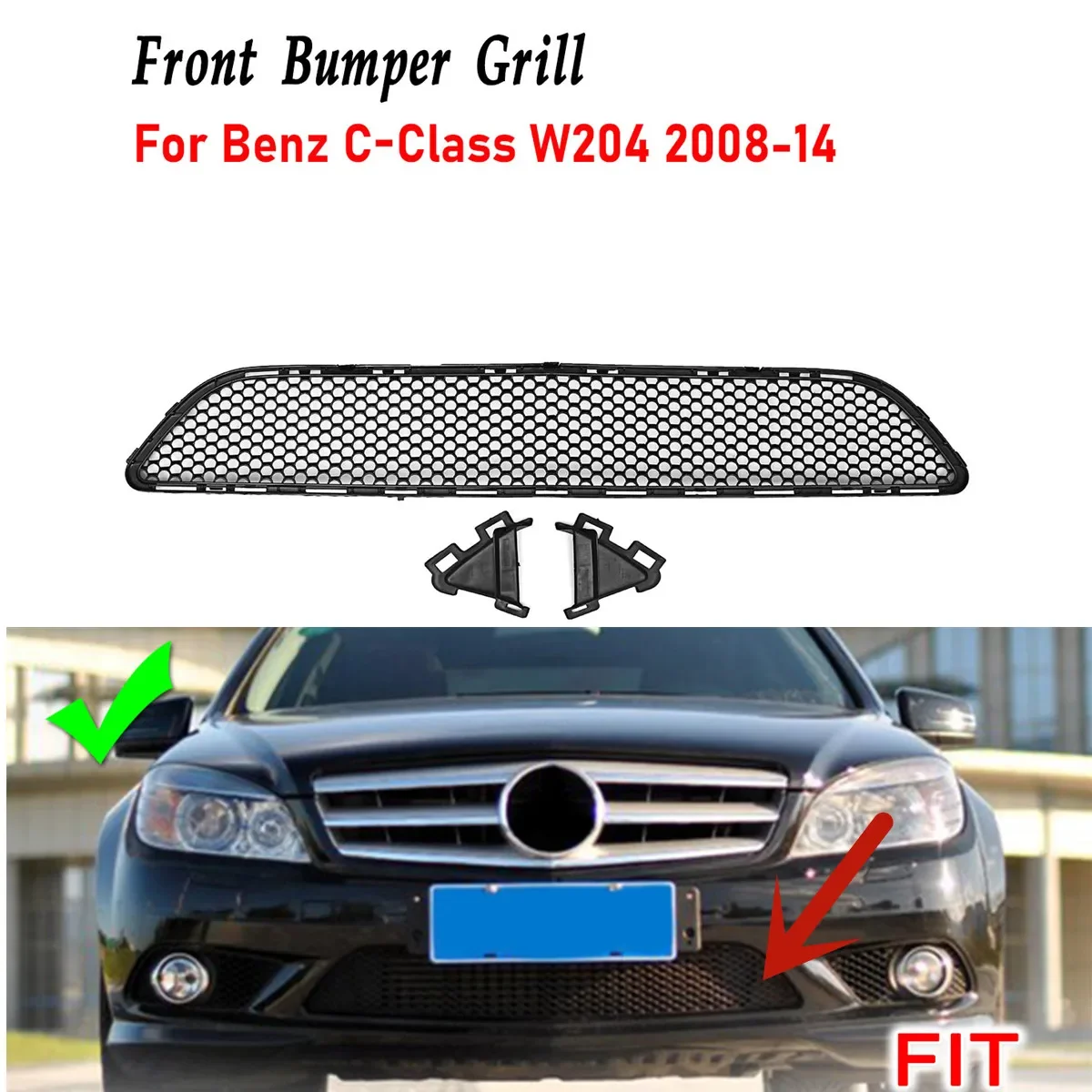 

Front Bumper Centre Grill Grille Mesh Panel For Mercedes For Benz C Class AMG W204 C300 2008-2014 Front Lower Grille 2048850153