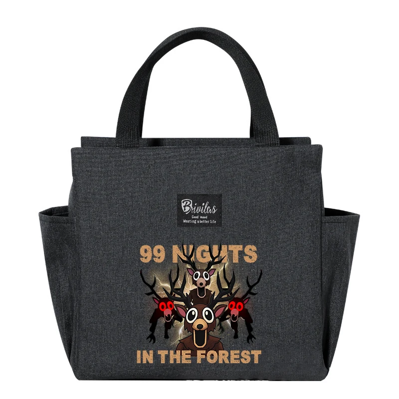 99 ليلة في الغابات حقيبة الغداء سعة كبيرة حقيبة يد محمولة أنيمي مطبوعة الألومنيوم احباط سميكة حقيبة معزولة هدية عيد ميلاد #4