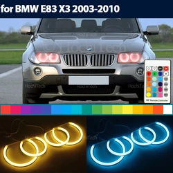Remote Control Daytime Light Angel Eyes LED Cotton RGB 16-Color Headlight Ring Kit for BMW E83 X3 2003-2010 Car Accessories