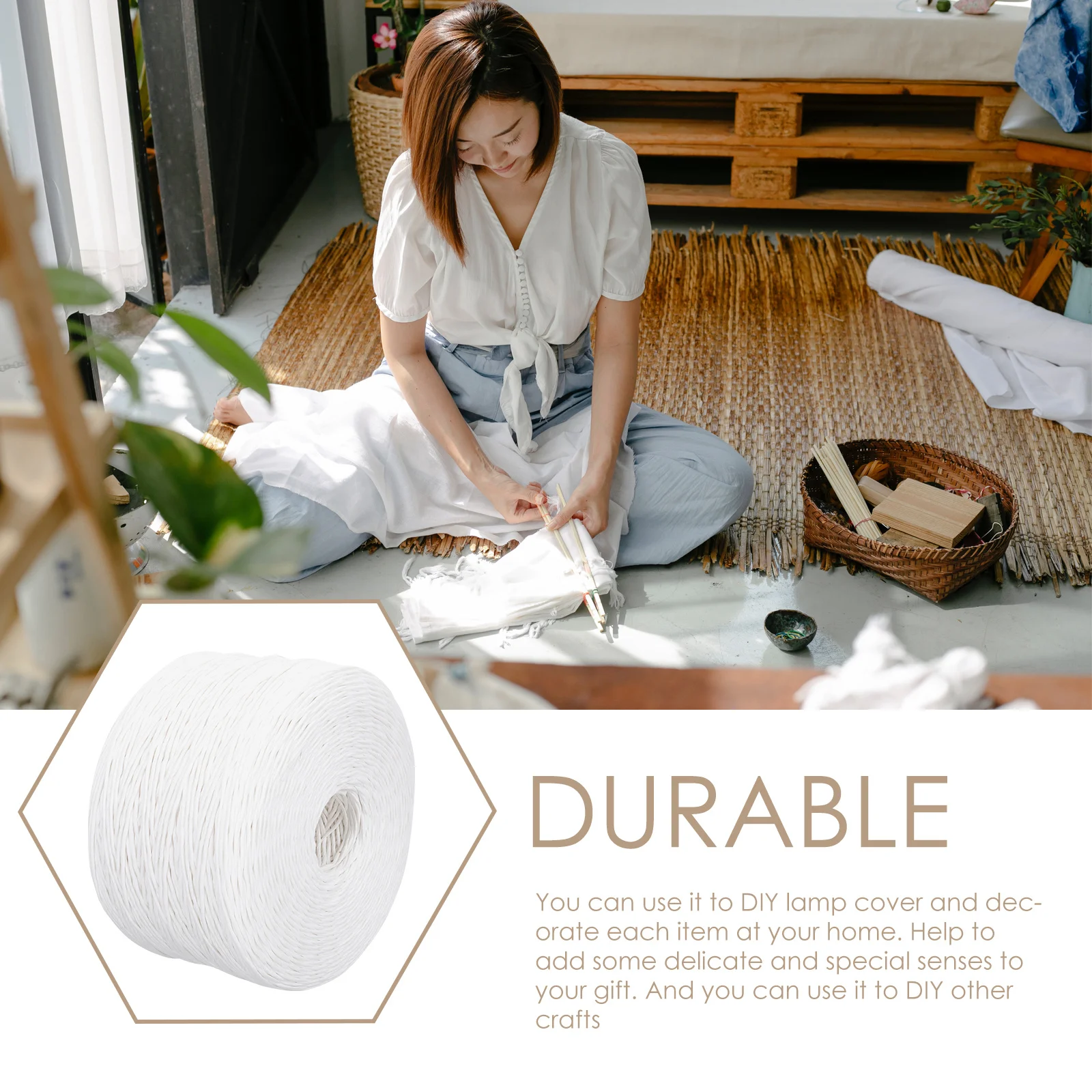 1 Roll Kraft Paper Rope Handmade DIY Lampshade Materials Durable Multifunctional Gift Decorative Twine Paper Rope
