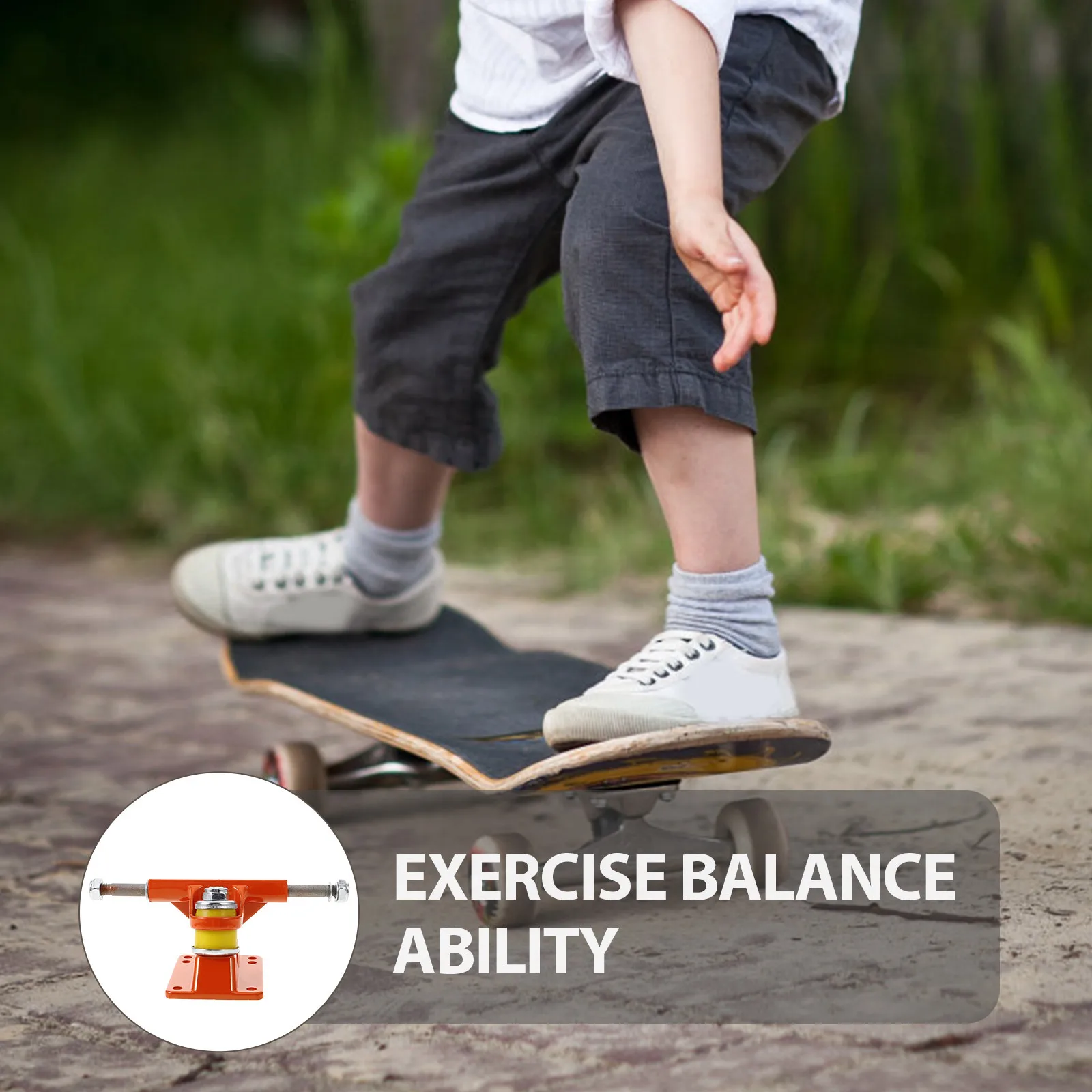 2 pezzi di skateboard con ponte in metallo, allenamento sull'equilibrio, design a tema per la stabilità, camion longboard, set di ruote, skateboard