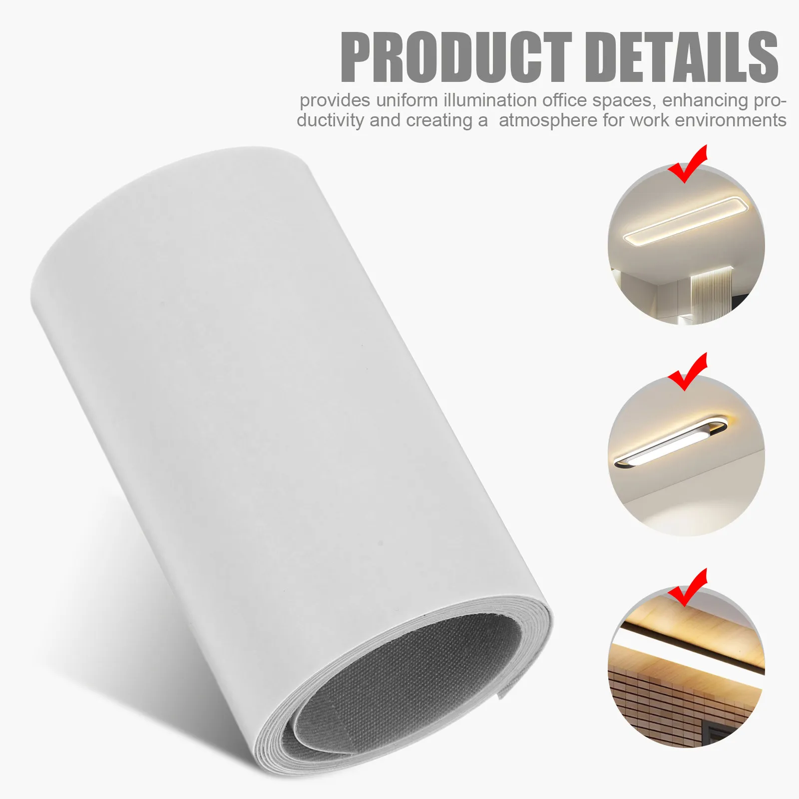 Office Ceiling Light Diffuser Soft Anti-Glare Fire-Resistant Heatproof Lamp Shade for Conference Room Workspace Eye Protection