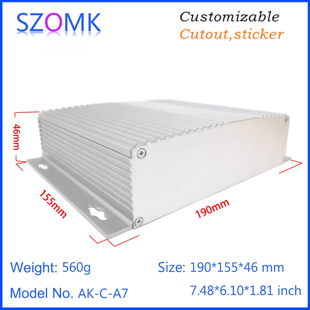 Shell enclosure for electronics aluminum junction housing (1Pcs) 46*190*155mm szomk silvery aluminum instrument enclosure