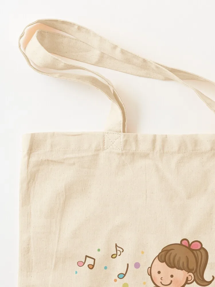 The joy of piano playing cartoon girl Tote Bag personalized tote Candy bags canvas tote bag cute bag