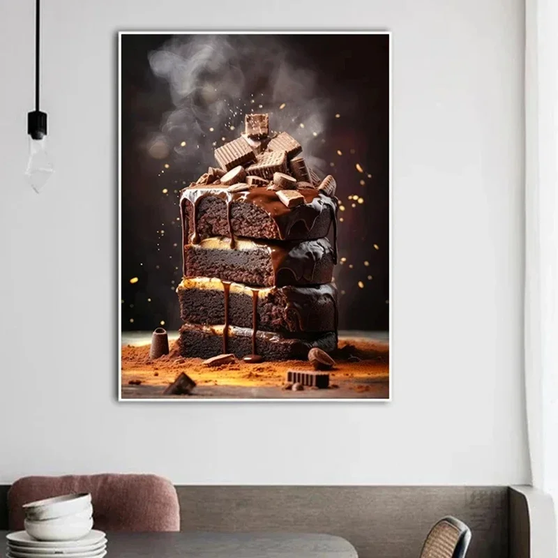 Modern Sweet Milk Chocolate Posters Canvas Painting Delicious Sweet Dessert Print Wall Art Pictures Home Kitchen Decor