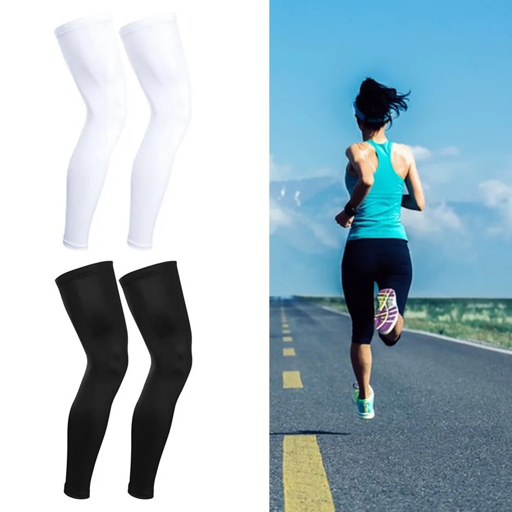 New Ice Silk Legs Sleeve Non-Slip Elastic Compression Sleeve Breathable UV Protection Sport Gear Cycling Running