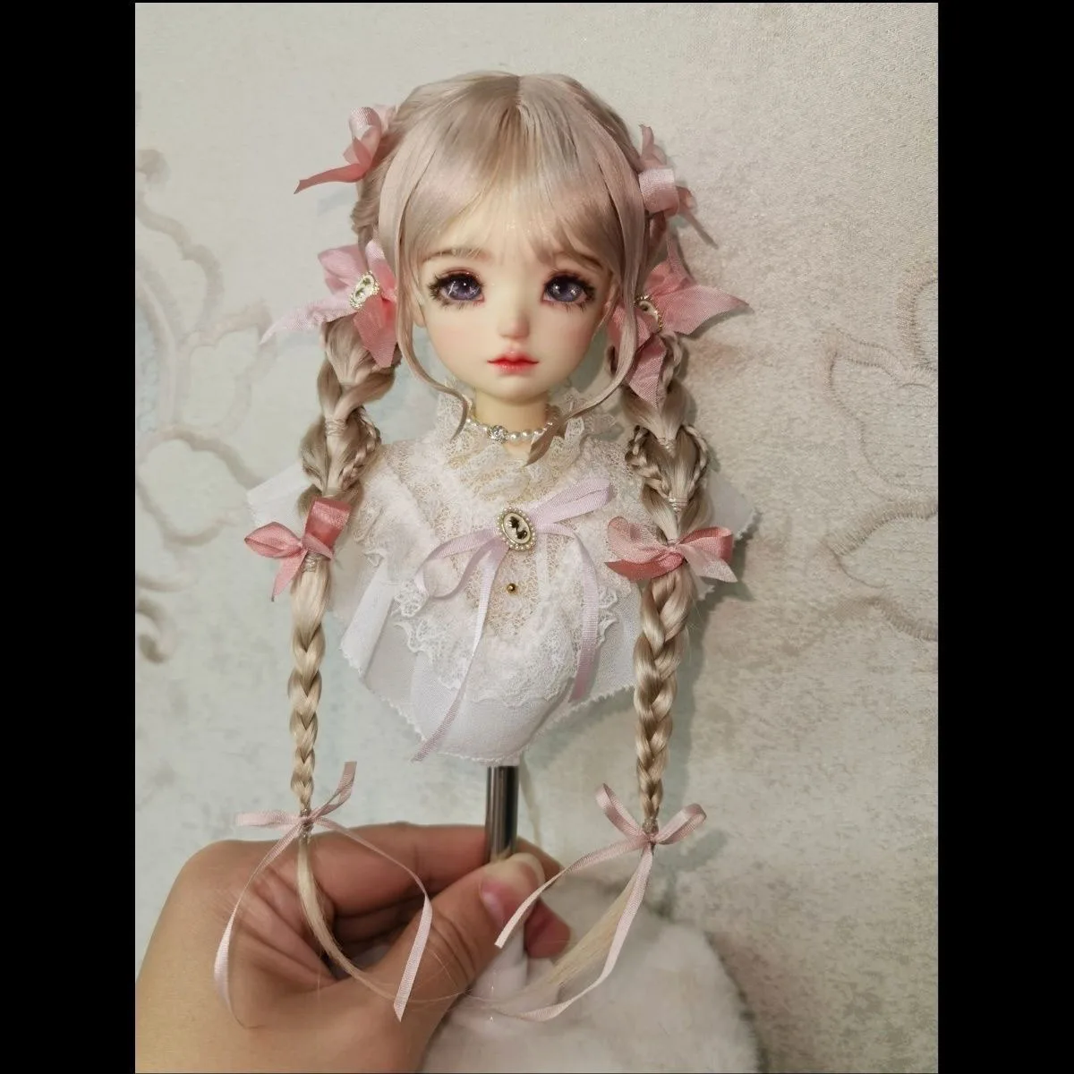 Hair for doll 1/6 1/4 1/3 BJD wig fancy double braided bangs mohair hair free shipping