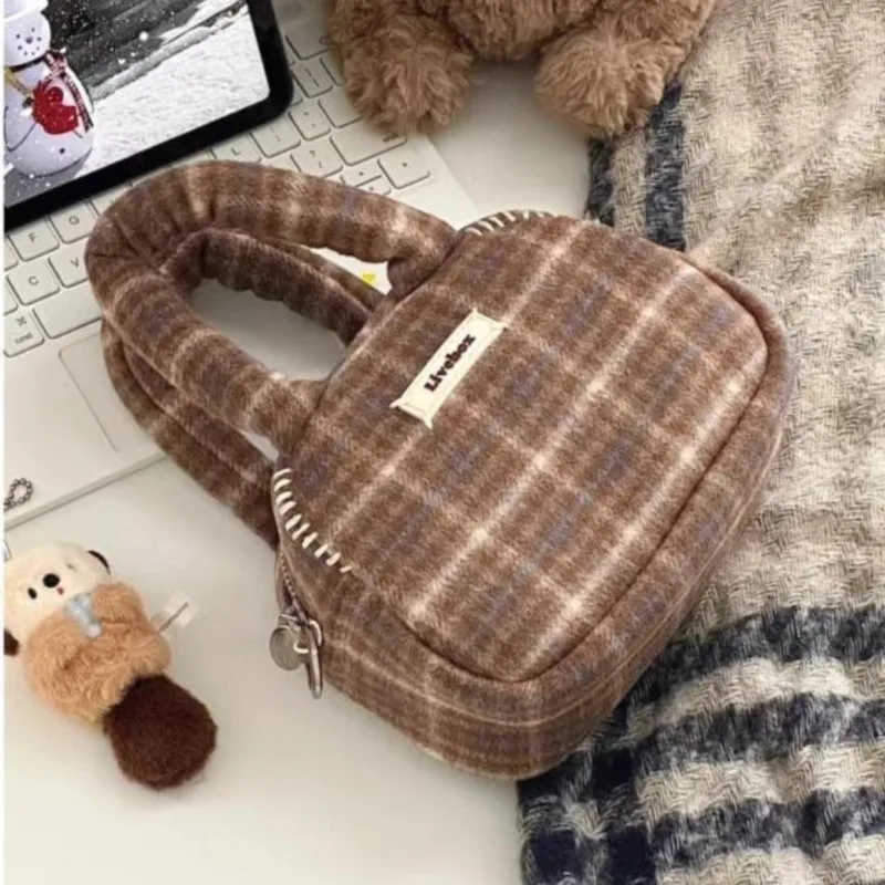 

JIAERDI винтажная клетчатая сумка-тоут, женская уникальная мини-сумка на плечо с вышивкой, женская повседневная простая сумка через плечо, осенняя новинка