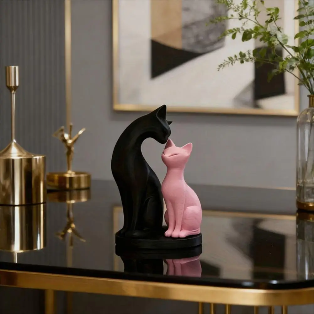 Detachable Cat Couple Sculpture 3D Printed Elegant Couple Cat Figurine Romantic Cat Lover Ornament for Home Living Room Office D