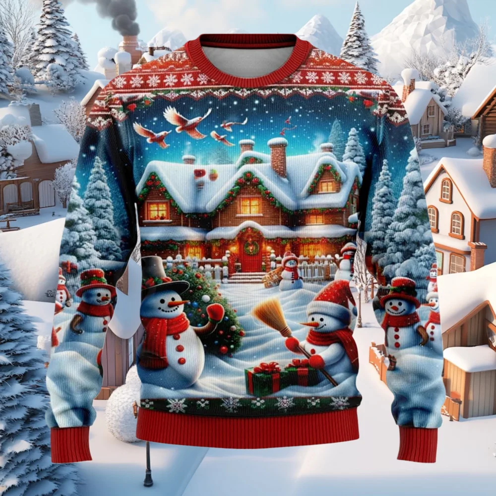 عيد الميلاد الرجال النساء البلوز 3D طباعة ثلج سانتا مطبوعة القبيح عيد الميلاد سترة للجنسين البلوز عطلة حزب قمم الموضة