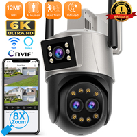 12MP Three Lens Three Screens Wifi Camera HD 8X Zoom Surveillance Camera Outdoor Night Vision 8MP 4K ICSEE APP Security Camera