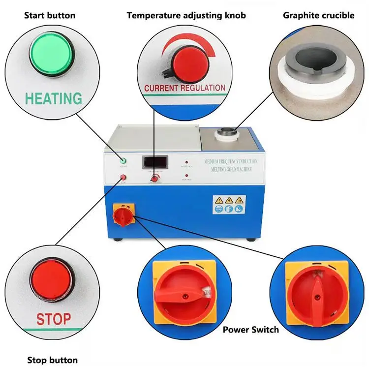 1-2Kg Mini Portable Induction Gold Melting Furnace Fast Melting And Static Melting Furnace For Gold Induction Heating