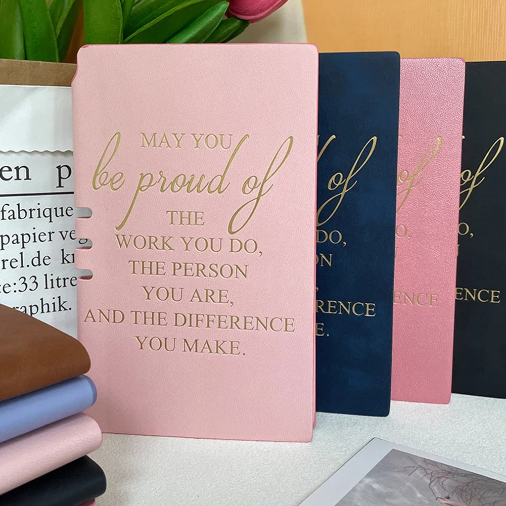 

Soft PU Leather Notepad Diary Book with Pen Business Notebook "May You Be Proud of" Notebook Students Supplies Stationery Gifts
