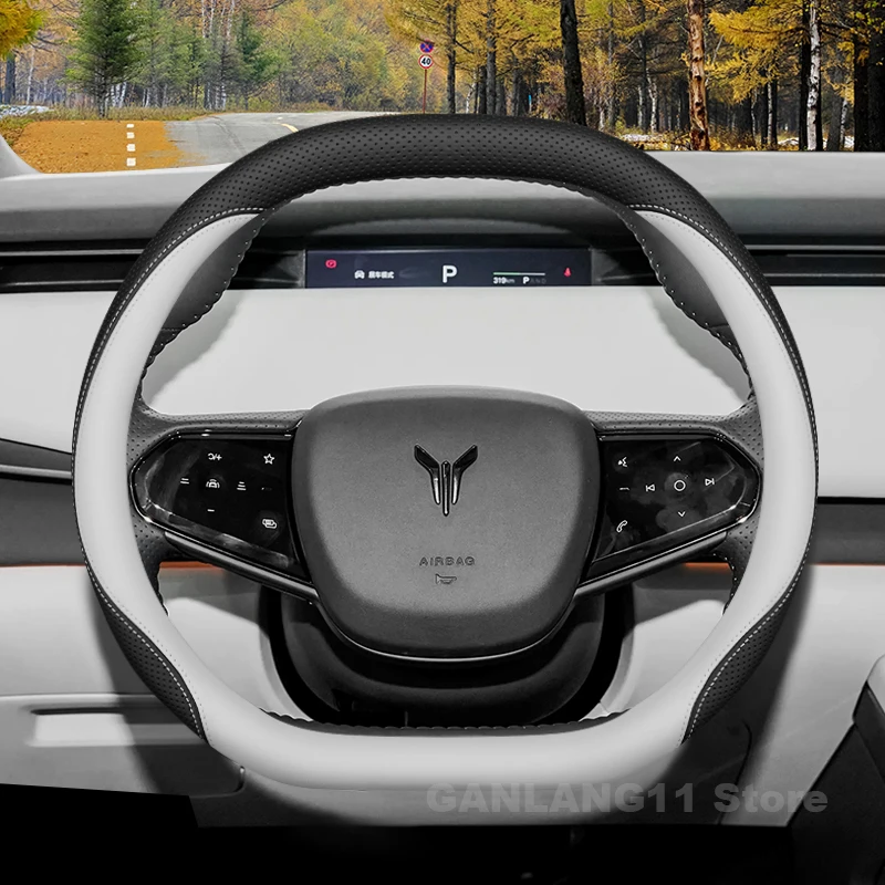 

Leather Car Steering Wheel Cover For Voyah Passion 2024 2025 Anti-slip Auto Steering Wheel Voyah Passion Accessories