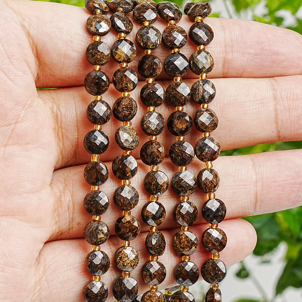 HEALING GEMSTONE BEADS NATURAL BROWN DISC BEADS 6MM FOR JEWELRY MAKING DIY BRACELET NECKLACE ACCESSORIES LOOSE JEWELRY BEADS