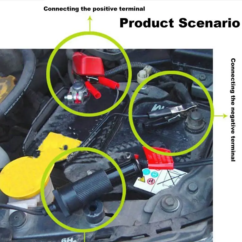 Pinzas para batería, abrazaderas de cocodrilo, pinzas de cocodrilo para batería de coche a adaptador de enchufe de 12V/24V, Mini USB 30A, accesorios para automóvil