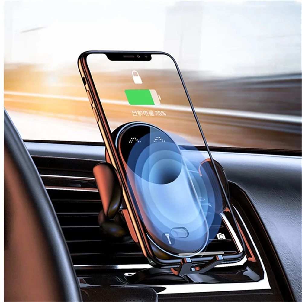 2 in 1 Car Wireless Charger Holder 10W Fast Charger Intelligent Infrared Induction Auto Clamp Car Air Vent Phone Stand