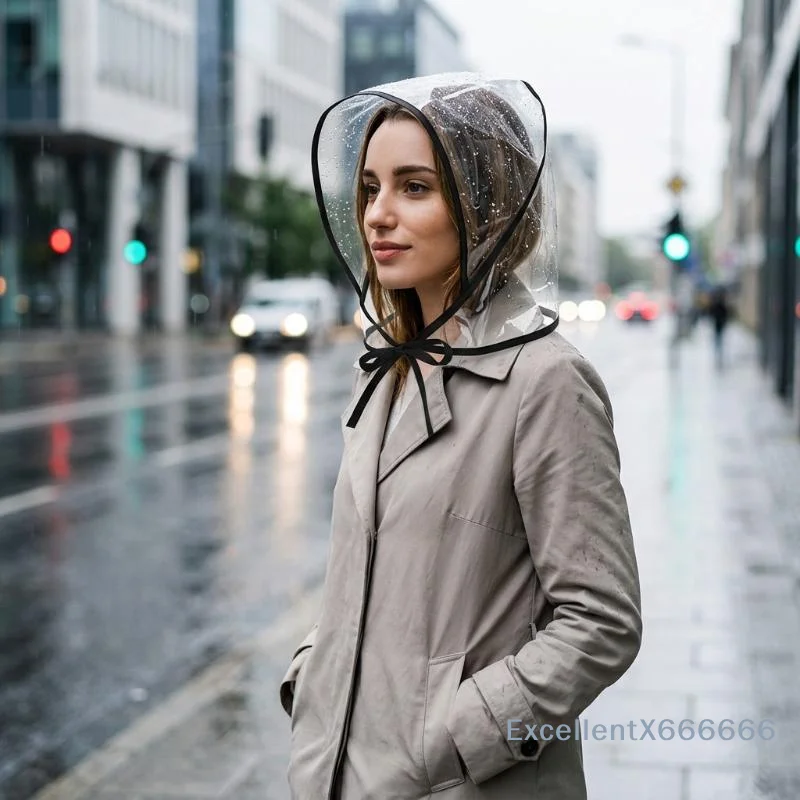 Transparent Rain Hood Head Cover Windproof Lightweight Reusable Rain Hat Head Scarf With Wide Brim For Outdoor Walking Commutin