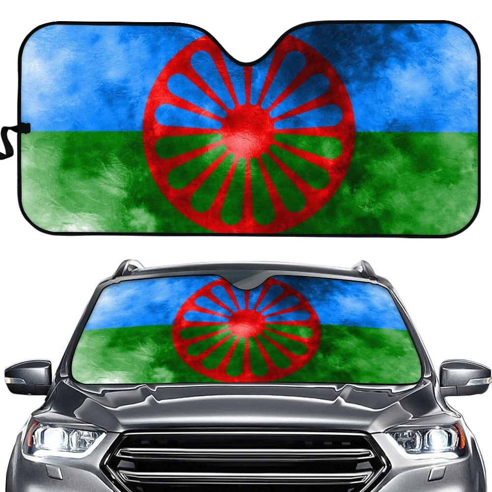 

Hot Romany Roma Travellers Flag Printed Car Accessories Car Sun Shade Windshield UV and Heat Car Sunshade Cover UV Sun Sun Shade