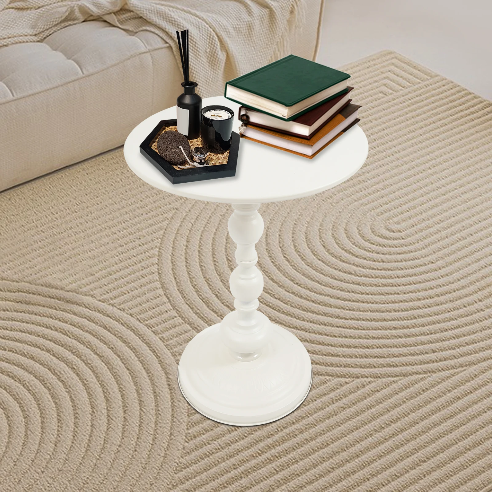 Round Side Table for Living Room, Small Accent Table, Couch End Table, Coffee Table, Nightstand, Durable Lightweight Portable