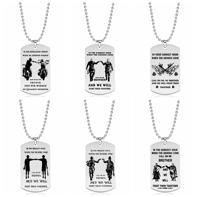 Anime Brother Pendant Necklace When The Demons Come We Will Fight Them Together Stainless Steel Necklace