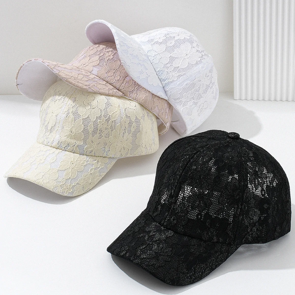 Lace Floral Baseball Cap Women Neutral Hollow Sun Hat Hip Hop Duckbill Cap Outdoor Hiking Tennis Dad Peaked Casual Hat