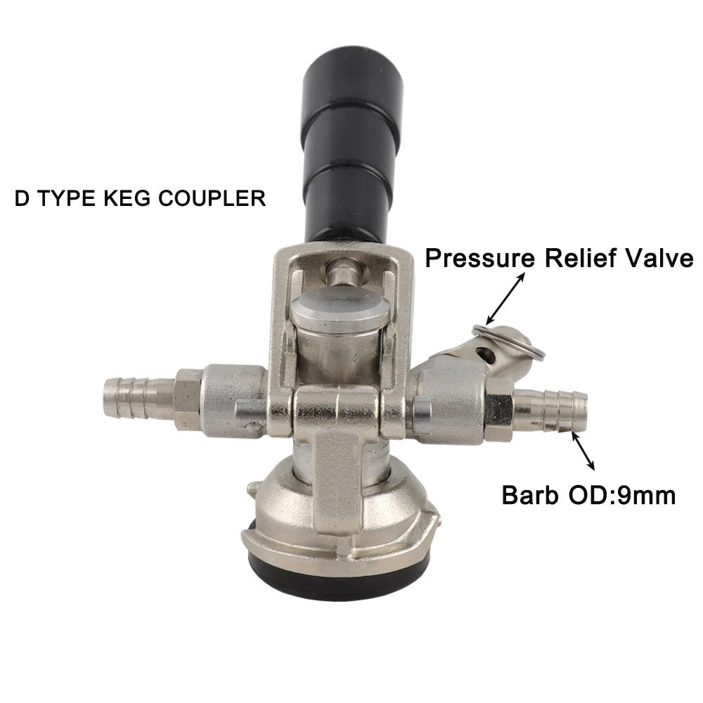 Low Profile D Type S System Beer Keg Coupler With Pressure Relief Valve for Homebrew Beer Dispenser Kegerator Keg Head Tap