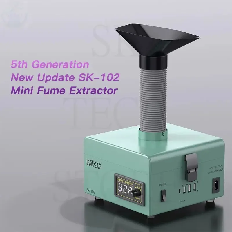 SK-102 Fume Extractor เครื่องมือสูบบุหรี่ LED Light 110V 220V เปิดใช้งานคาร์บอนกรองฟองน้ําบัดกรีเหล็กควันหน้า