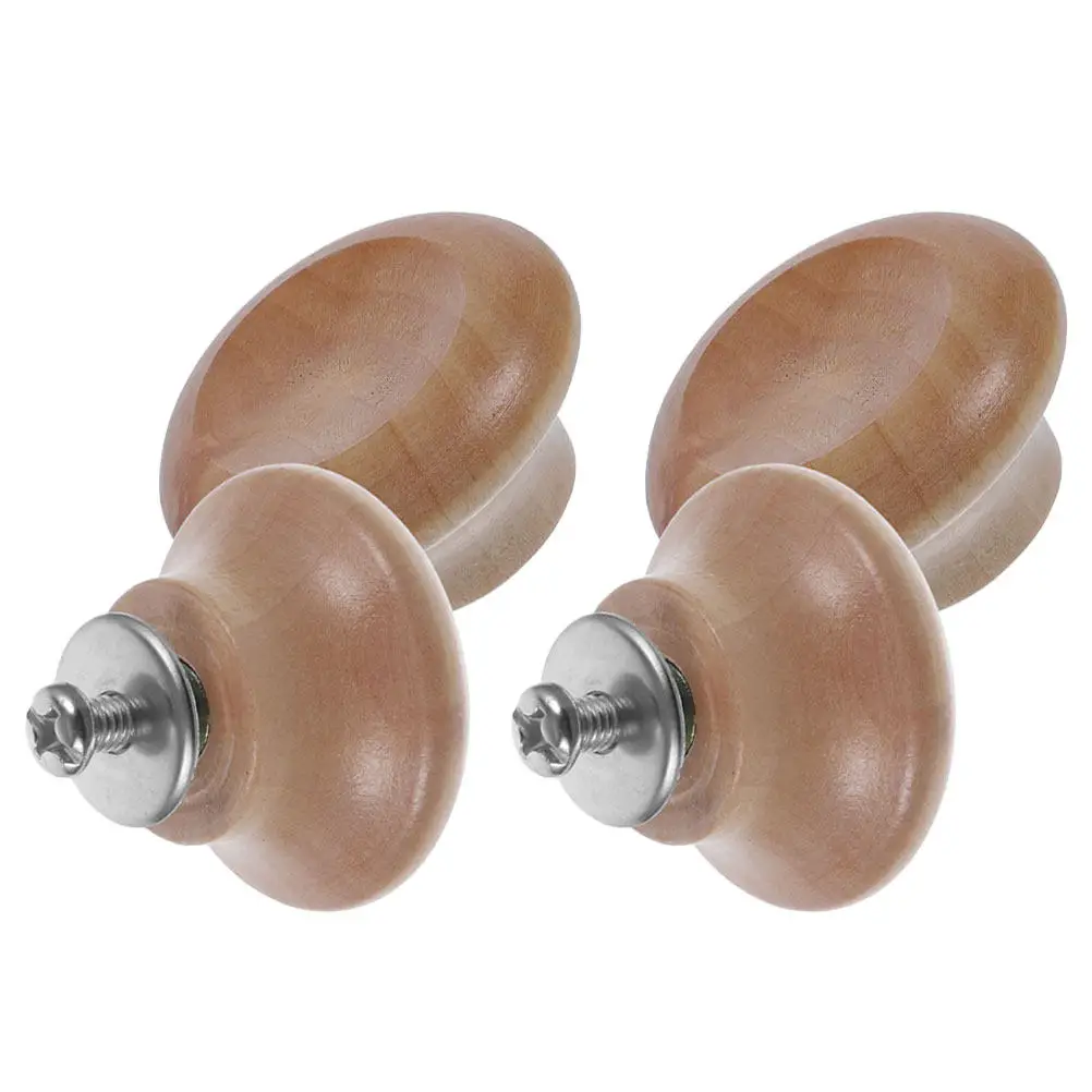 4Pcs Pot Cover Handle Replacement Set Universal Lid Knobs for Pots Pans Heat Resistant Wood Material Easy Install Kitchen