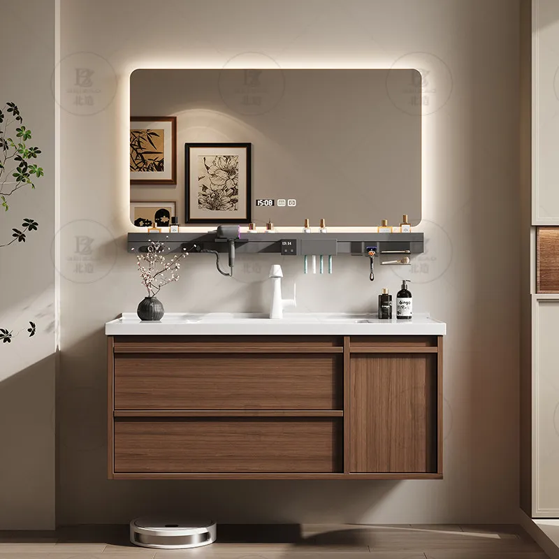 Luxury Wooden Cupboard Drawers Mirror Paper Skincare Modern Partitions Display Bathroom Cabinet Storage Gabinete Room Furniture