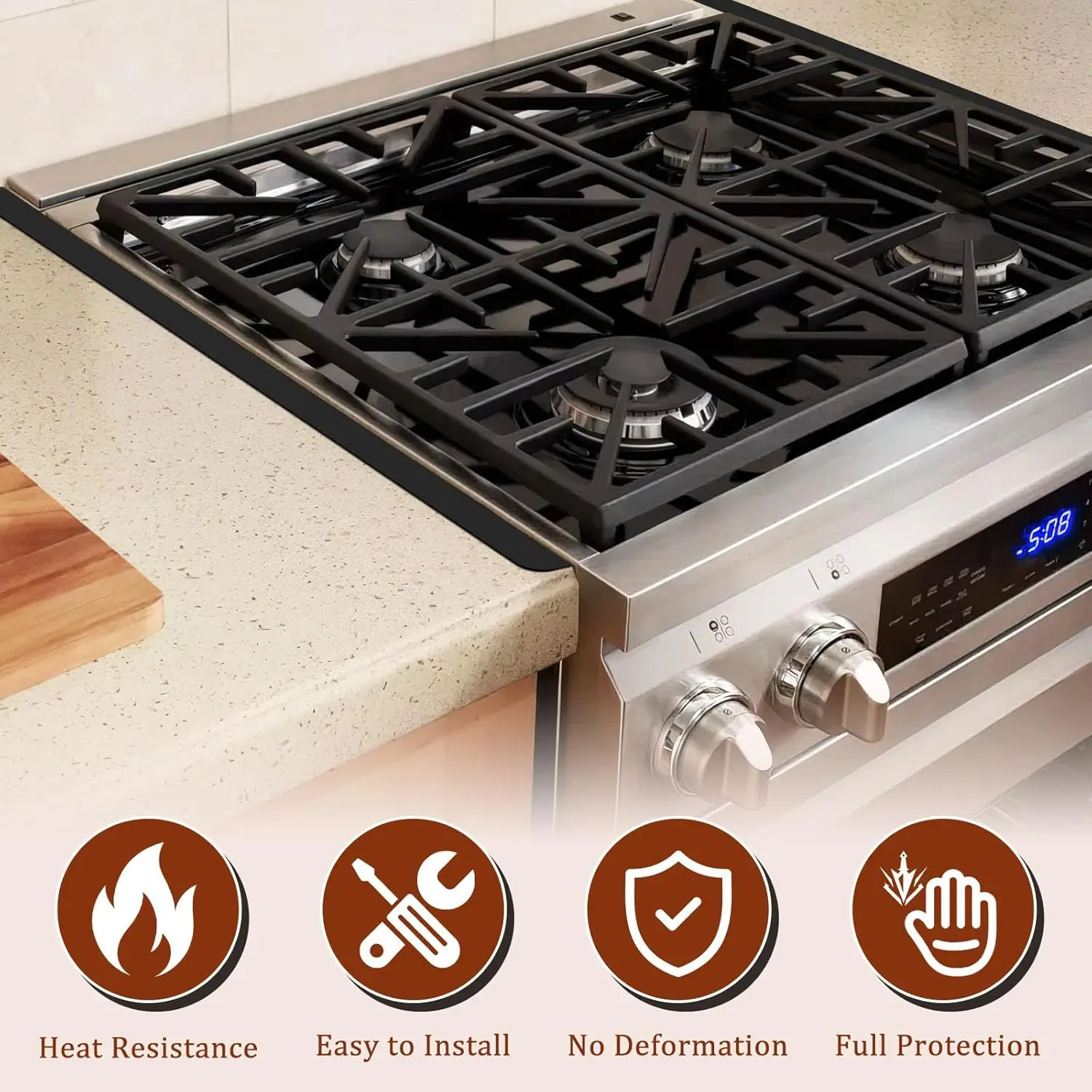 

Stainless Steel Stove Gap Covers 2Pcs Adjustable Length Oven Side Gap Fillers Anti Rust Heat Resistant Stove Counter Gap Fillers